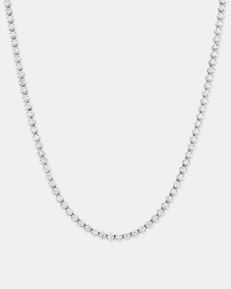 Collier de tennis en diamants cultivés laboratoire TW 4,00 carats serti or blanc 10