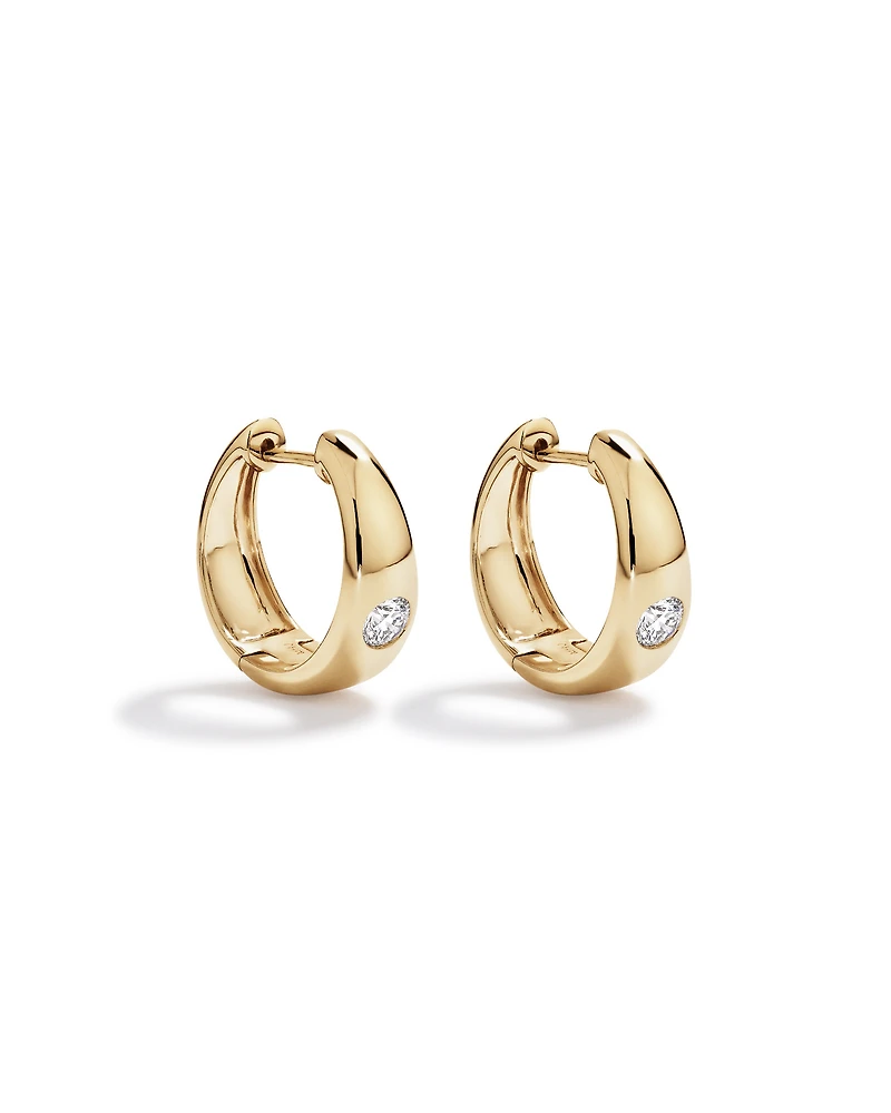 0.24 Carat TW of Laboratory-Grown Round Brilliant Diamond Huggie Earrings in 10kt Yellow Gold