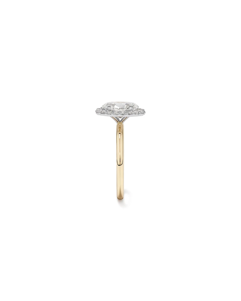 2.34 Carat TW Oval Cut Laboratory-Grown Diamond Halo Engagement Ring 14kt Yellow and White Gold