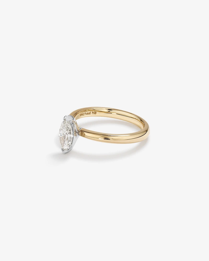 0.70 Carat TW Certified Marquise Cut Diamond Solitaire Engagement Ring in 18kt Yellow and White Gold