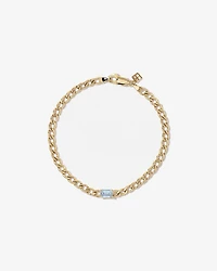 Bracelet gourmette Aigue-marine en or jaune 10 ct