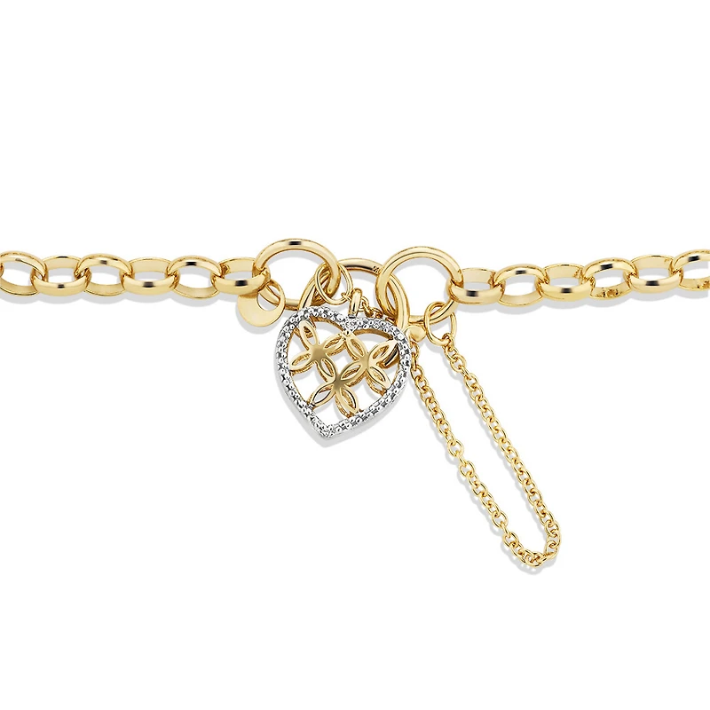 19cm (7.5") 4.5mm-5mm Width Diamond Set Belcher Bracelet in 10kt Yellow Gold