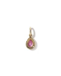 Bezel Pear Cut Created Pink Sapphire Pendant in 10kt Yellow Gold
