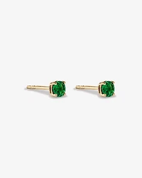 Stud Earrings with Green Created Emerald in 10kt Yellow Gold