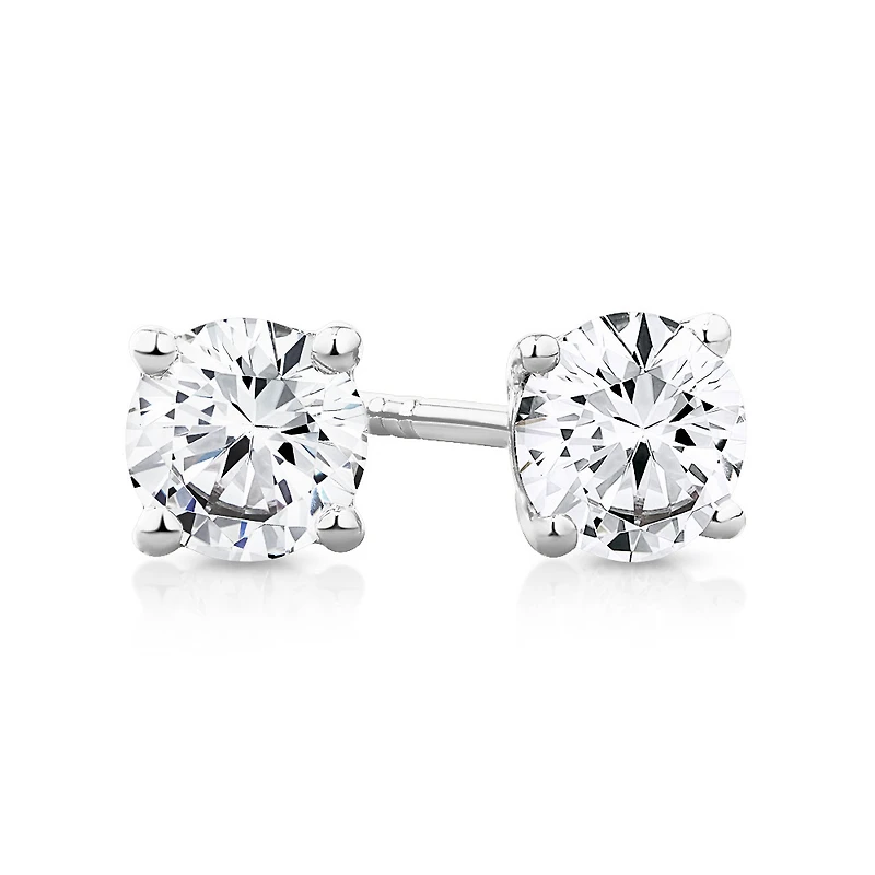0.75 Carat TW Diamond Solitaire Stud Earrings 18kt Yellow Gold