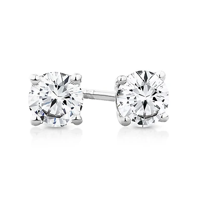 0.75 Carat TW Diamond Solitaire Stud Earrings 18kt Yellow Gold