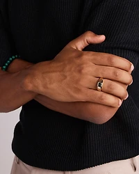 Bezel Set Green Sapphire Gemstone Solitaire Men's Ring in 10kt Yellow Gold