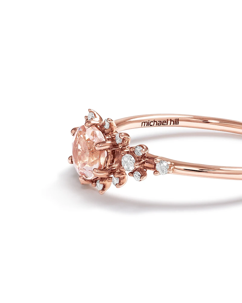 Ring with Morganite and 0.10 Carat TW of Diamonds in 10kt Rose Gold