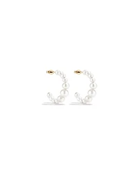 Huggie Earrings with Cultured Freshwater Pearls in 10kt Yellow Gold