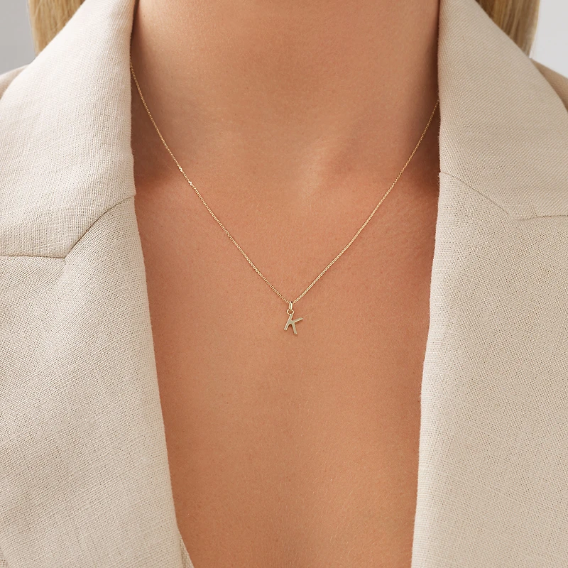 Pendentif « K » en or jaune 10 K