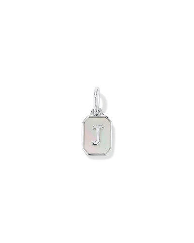 Pendentif initiale Lettre J en nacre et argent sterling