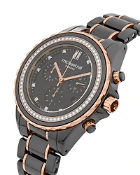 Chronograph Watch with 0.50 Carat TW of Diamonds Black Ceramic & Rose Tone Stainless Steel