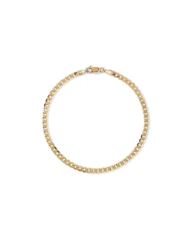 Bracelet Chaîne Gourmette Plate Biseautée 21 cm (8,5") 3,75 mm en Or Jaune 10 Carats