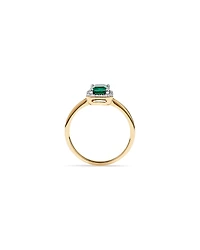 Created Emerald & 0.10 Carat TW Laboratory-Grown Diamond Halo Ring 10kt Yellow Gold and Rhodium