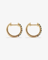 Sapphire Huggie Hoop Earrings in 10kt Yellow Gold