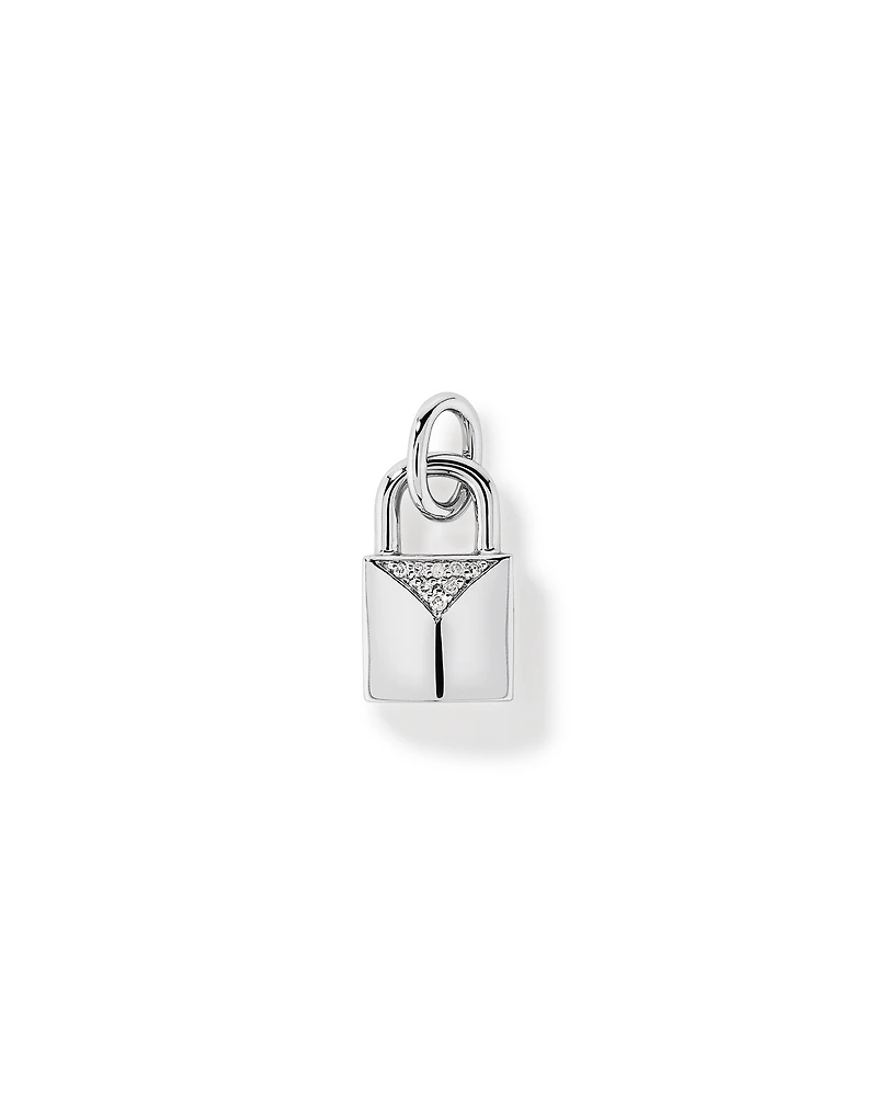 Diamond Signature Lock Pendant in 10kt White Gold