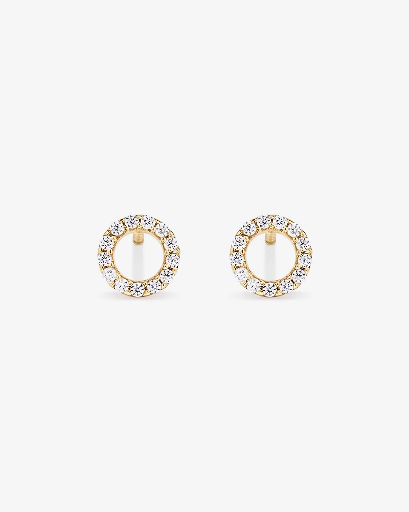 Circle Necklace & Earring Set in 18kt Vermeil with Cubic Zirconia