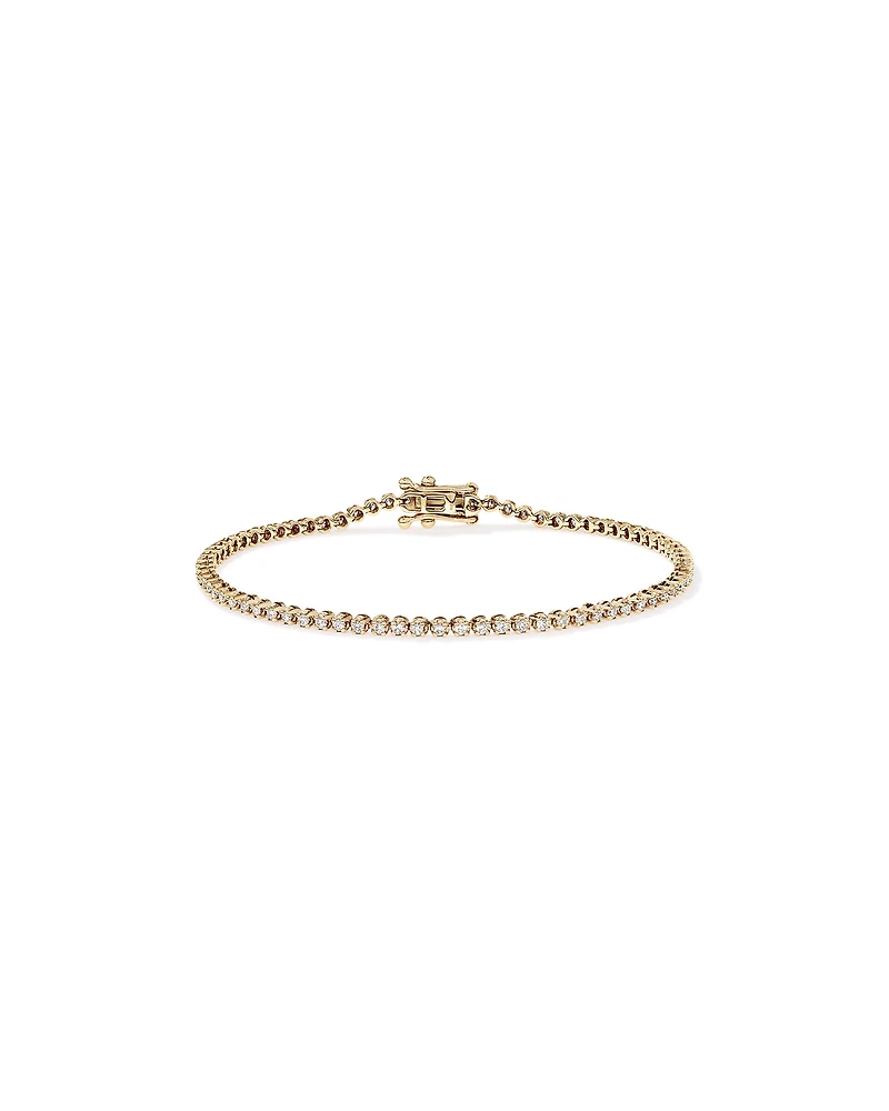 0.90 Carat TW Laboratory-Grown Diamond Tennis Bracelet 10kt Yellow Gold