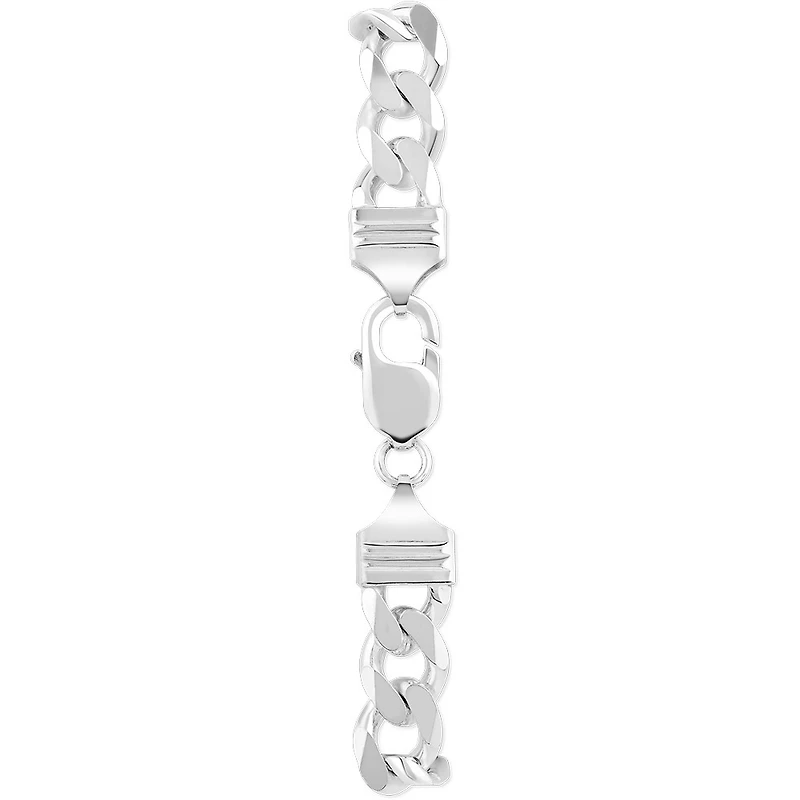 Bracelet gourmette pour homme en argent sterling de 21 cm, largeur de 9 mm