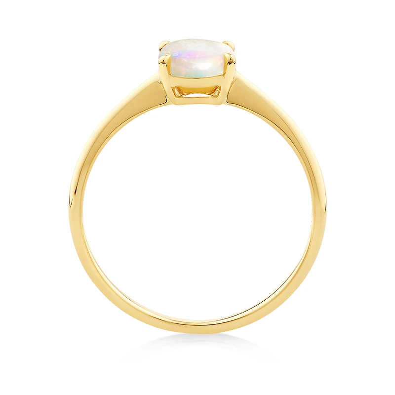 Australian Opal Solitaire Ring in 10kt Yellow Gold