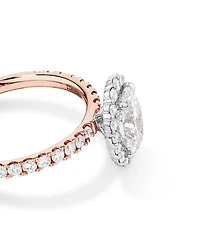 1.78 Carat TW Oval Laboratory-Grown Diamond Halo Engagement Ring 14kt Rose and White Gold