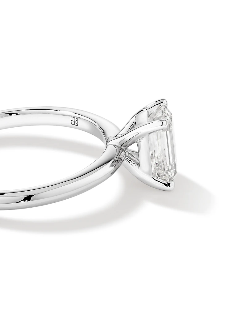 Bague De Fiançailles Solitaire En Diamant Laboratoire Taille Émeraude 1,25 Carat Poids Total Or Blanc 14 Carats