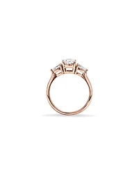 1.65 Carat TW Three Stone Oval and Pear Shaped Laboratory-Grown Diamond Engagement Ring in 14kt Rose Gold