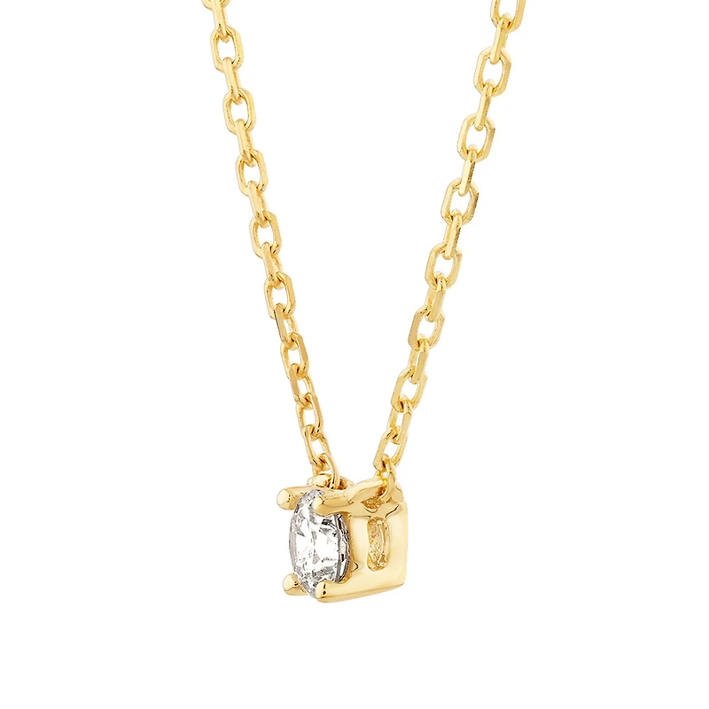 Mini Diamond Solitaire Necklace in 10kt Yellow Gold