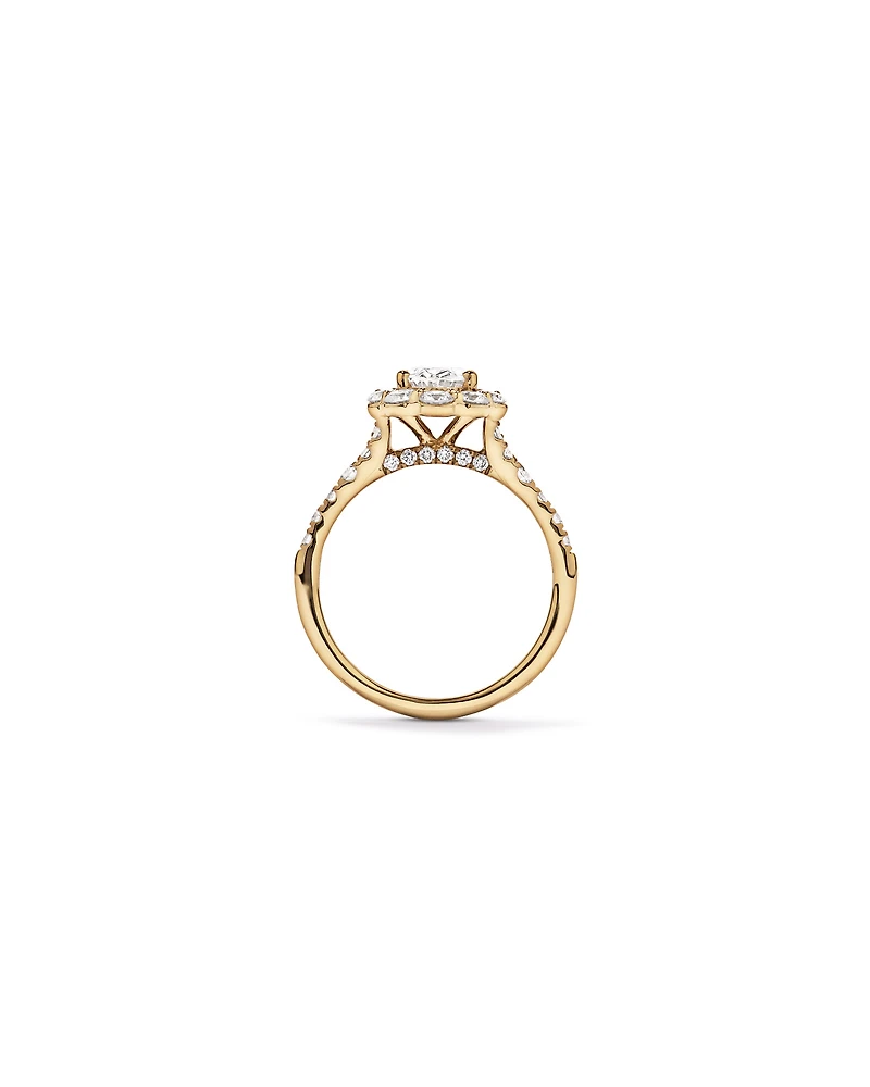 2.15 Carat TW Oval Halo Laboratory-Grown Diamond Ring 14kt Yellow Gold