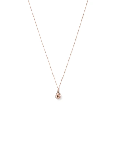 Pear Cut Morganite Gemstone and 0.25 Carat TW Diamond Halo Pendant Necklace in 10kt Rose Gold