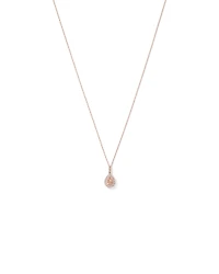 Pear Cut Morganite Gemstone and 0.25 Carat TW Diamond Halo Pendant Necklace in 10kt Rose Gold