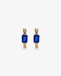 Boucles d'oreilles anneaux Saphir créé serties clos en or jaune 10 ct