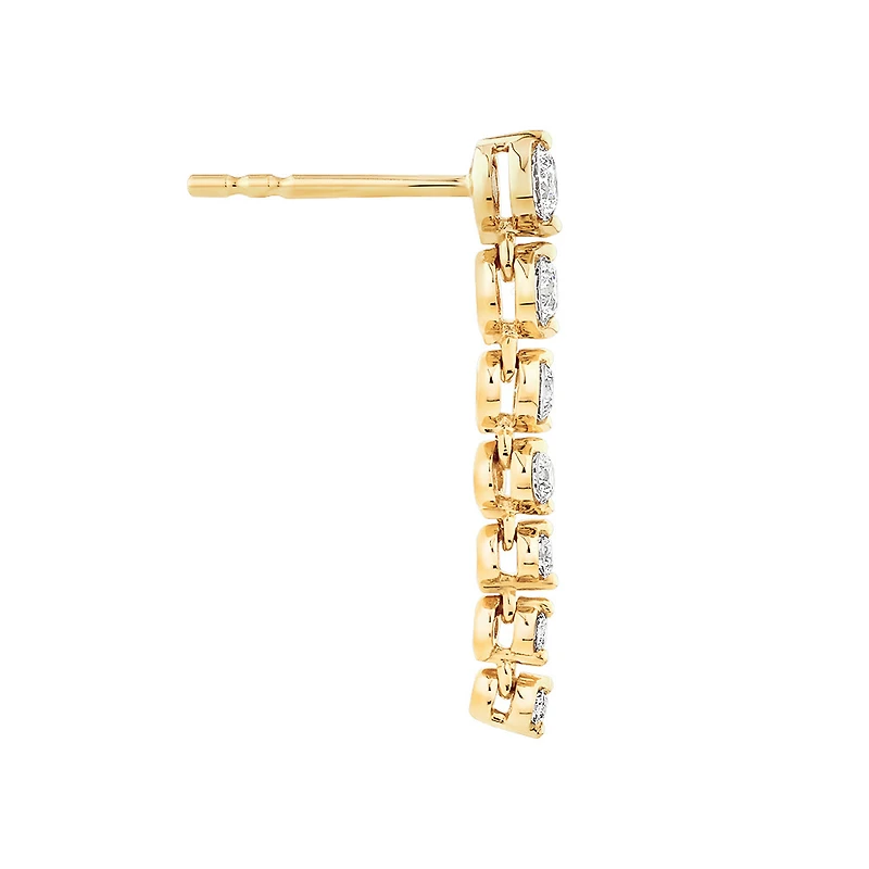 0,50 carat TW Boucles d'oreilles pendantes graduées en diamant en or jaune 18kt