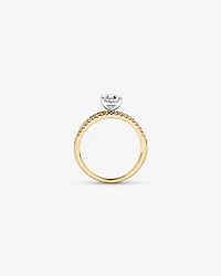 Bague en diamant latérale ovale TW de 2,21 carats et baguette cultivée laboratoire or blanc 14