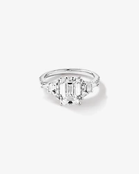 Bague de fiançailles en diamant émeraude taillée laboratoire 4,26 carats TW or blanc 18