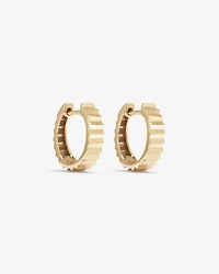 Ribbed Huggie Hoop Earrings 10kt Yellow Gold