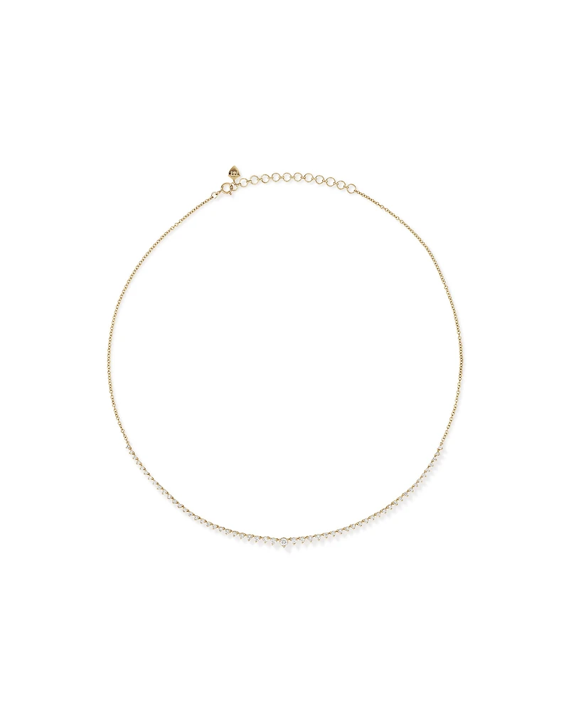 1.00 Carat TW Laboratory-Grown Graduated Diamond Tennis Necklace in 10kt Yellow Gold