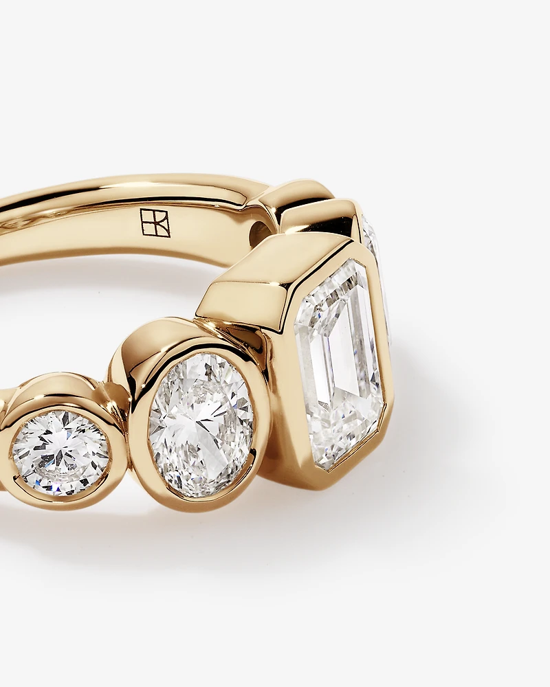 2.90 Carat TW Bezel Set 5 Stone Lab-Grown Diamond Engagement Ring in 14kt Yellow Gold