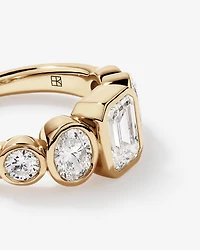 2.90 Carat TW Bezel Set 5 Stone Lab-Grown Diamond Engagement Ring in 14kt Yellow Gold