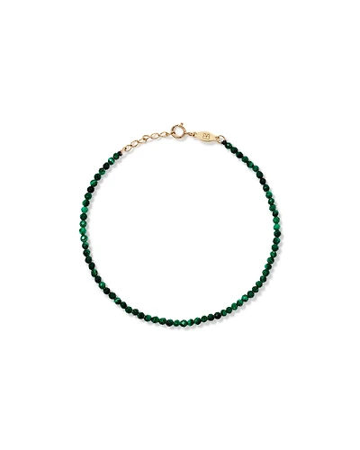 Malachite Bead Bracelet in 10kt Yellow Gold