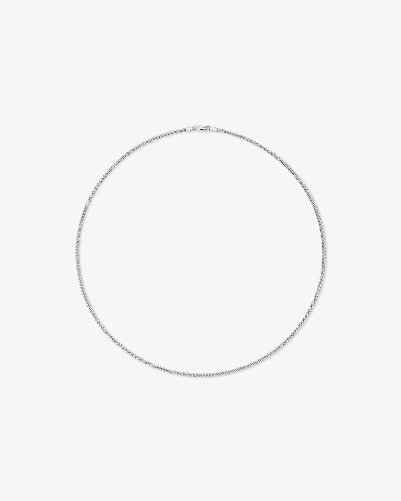 55cm (22") 2.8mm Width Miami Curb Chain Necklace in Sterling Silver