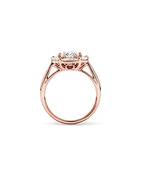 Bague halo en or rose 14 carats sertie de diamants ovales et marquises synthèse (poids total : 2,68 carats)