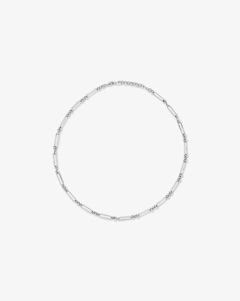 50cm (20") 3.5mm Width Paperclip 3 and 1 Alternating Chain Necklace in Sterling Silver