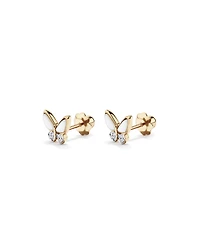 Boucles d’oreilles en forme de papillon en nacre de nacre pour enfants en or jaune 10 kt