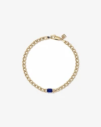 Created Sapphire Curb Link Bracelet in 10kt Yellow Gold
