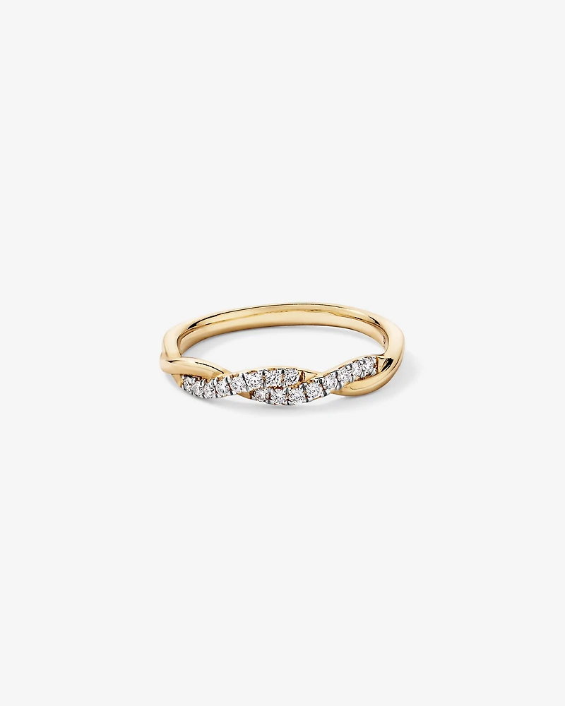 0.16TW Round Brilliant Laboratory-Grown Diamond Twist Wedding Ring 14kt Yellow Gold with Rhodium