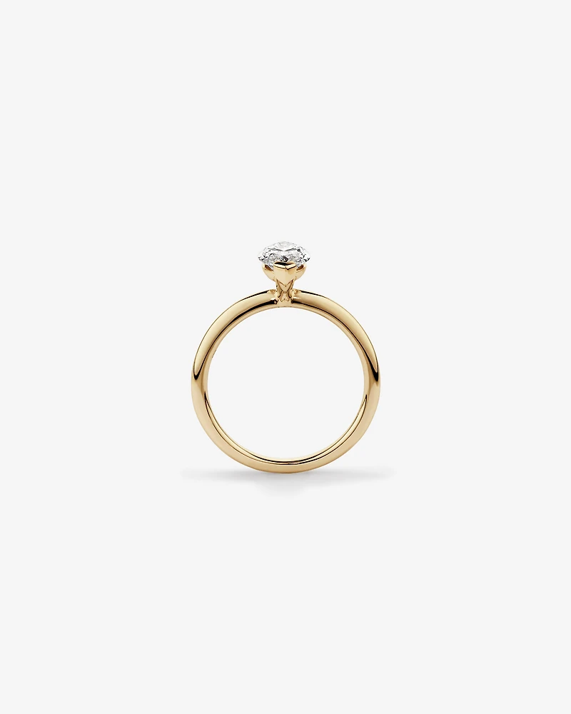 Bague de fiançailles solitaire en diamant cultivé en laboratoire TW Marquise de 1,25 carat en or jaune 14 carats