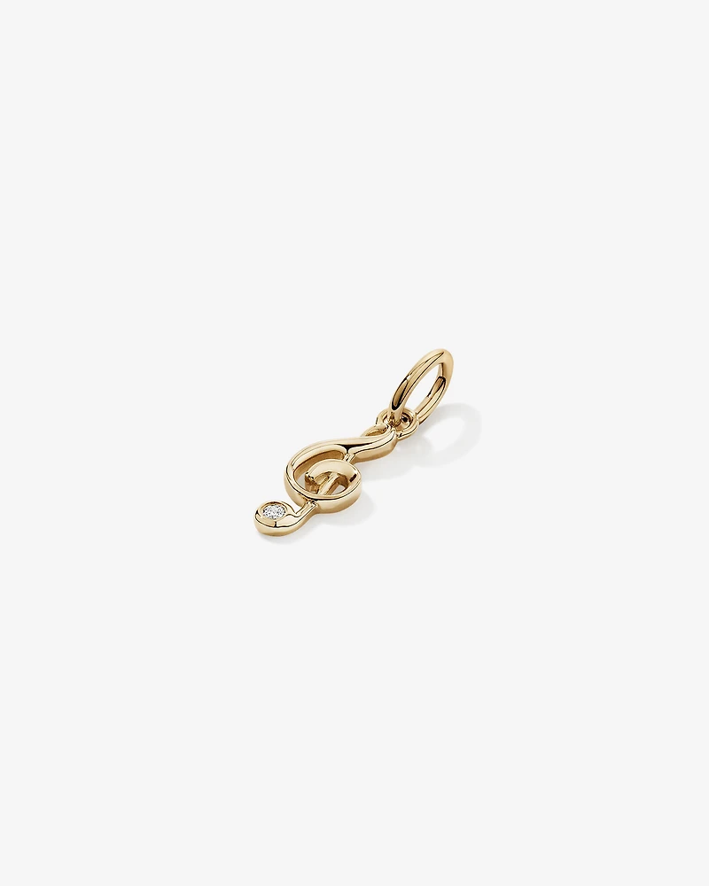 Treble Clef Pendant with Diamond Accent in 10kt Yellow Gold