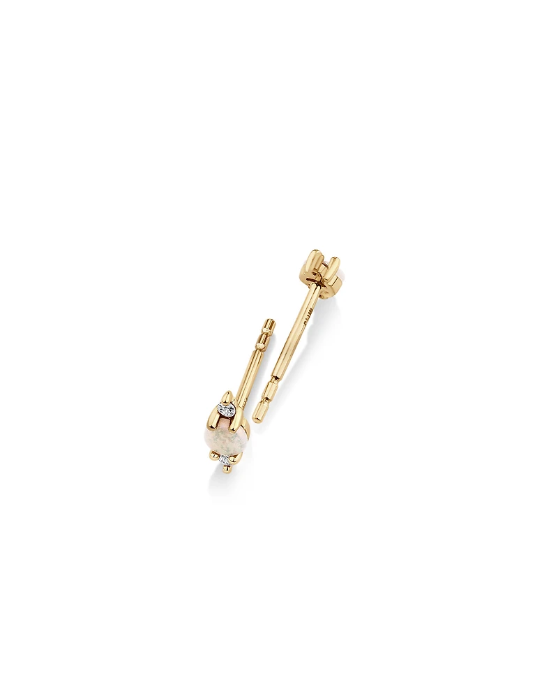 Australian Opal with Diamonds Stud Earrings in 10kt Yellow Gold