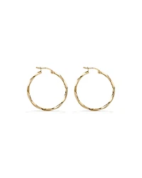 28mm Square Twist Hoop Earrings in 10kt Yellow Gold